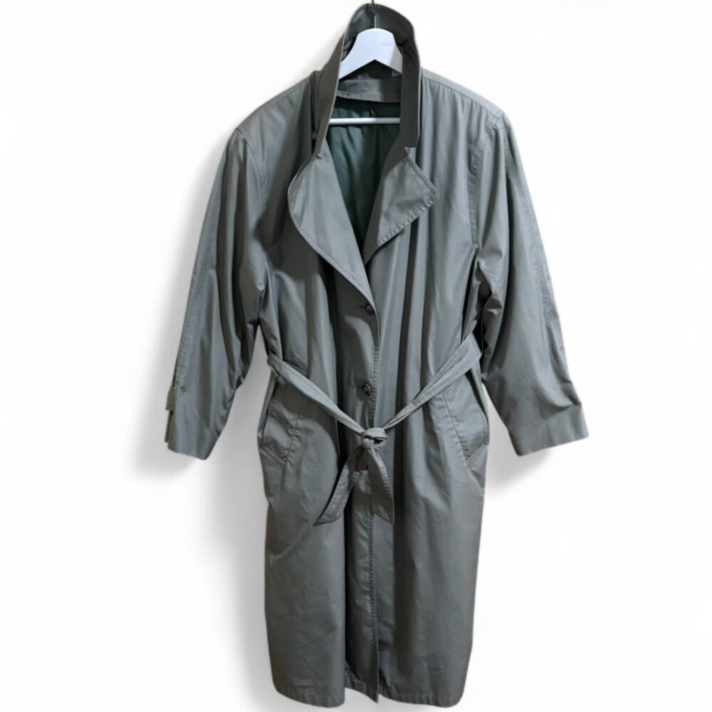 London Fog Towne Trench Coat in Khaki Green w/Sustainable Sashiko Mend 1X